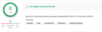 1xbet и virustotal